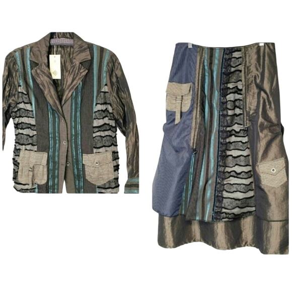 Lan Vie New With Tags Rare unique Lagenlook 2 Piece Blazer, Skirt‎ Set Size 12 - Picture 11 of 11